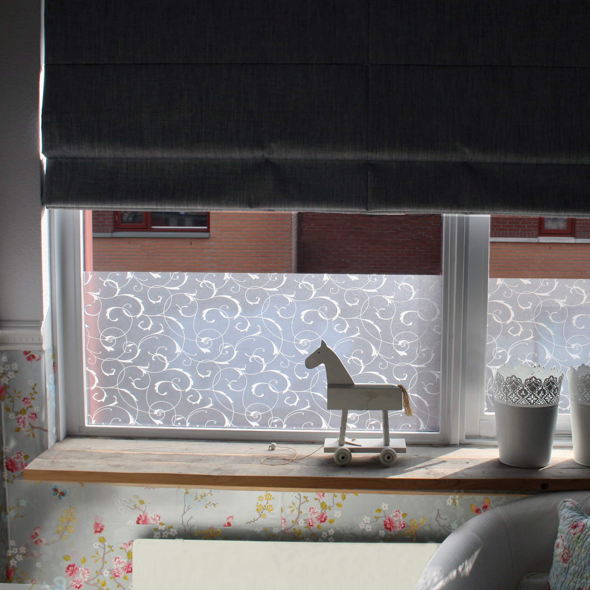Brewster Scroll Flower Static Window Film
